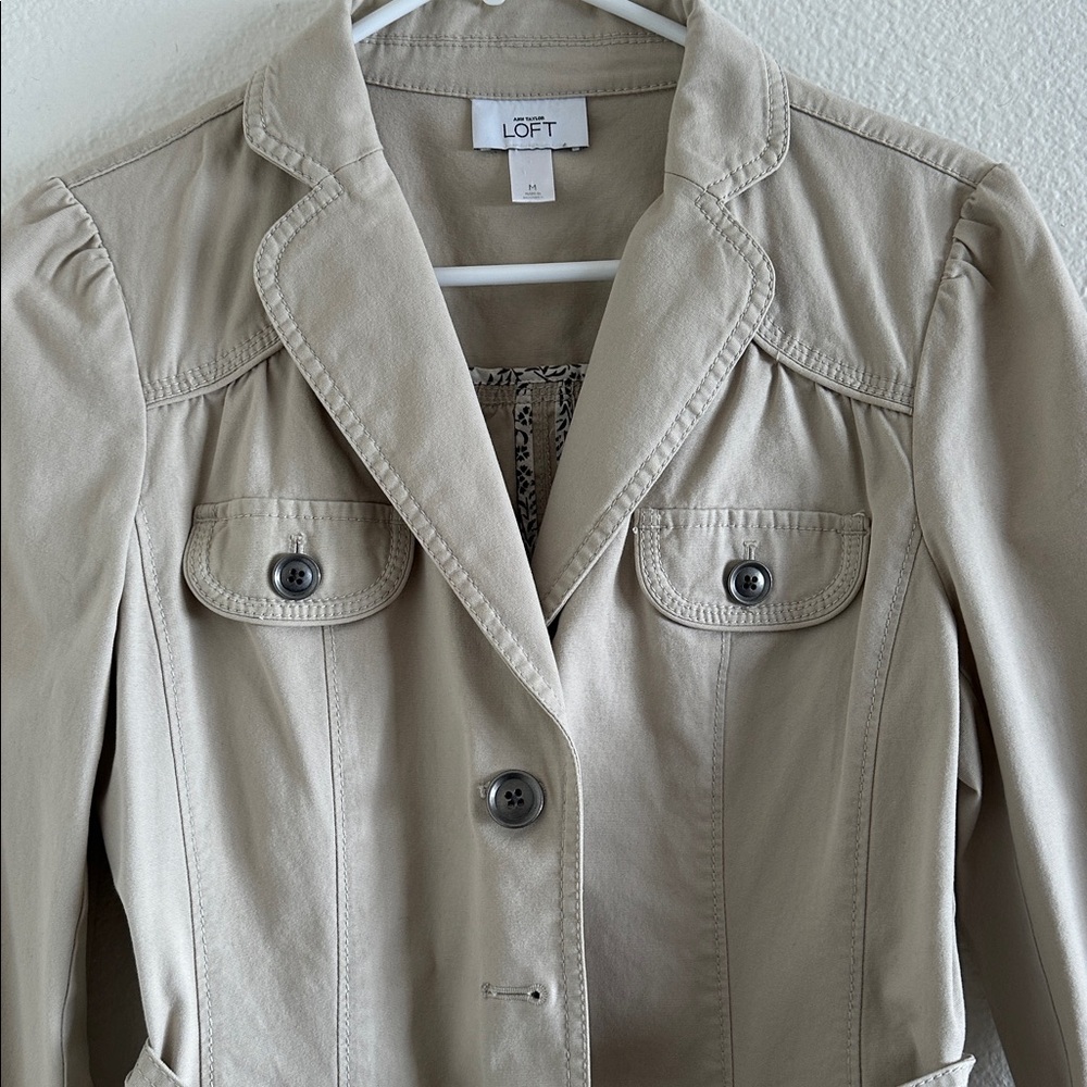 LOFT Tan Utility Belted Jacket